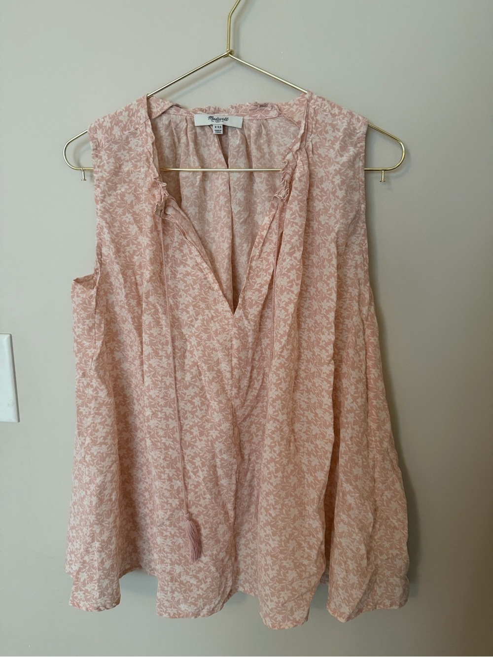Madewell Blush Pink Floral Sleeveless V-Neck Camisole
